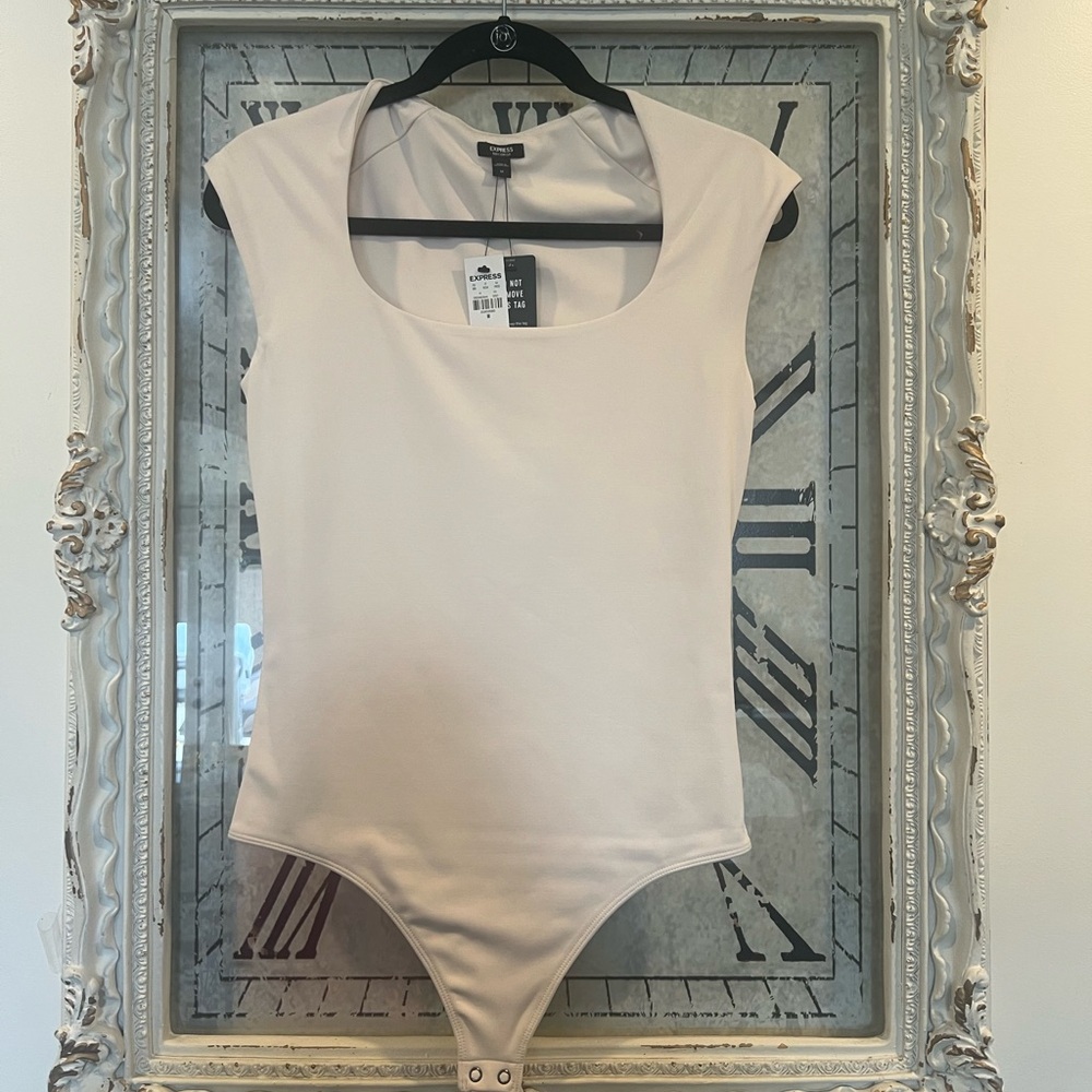 Off White / Cream Color Scoop Neck Bodysuit